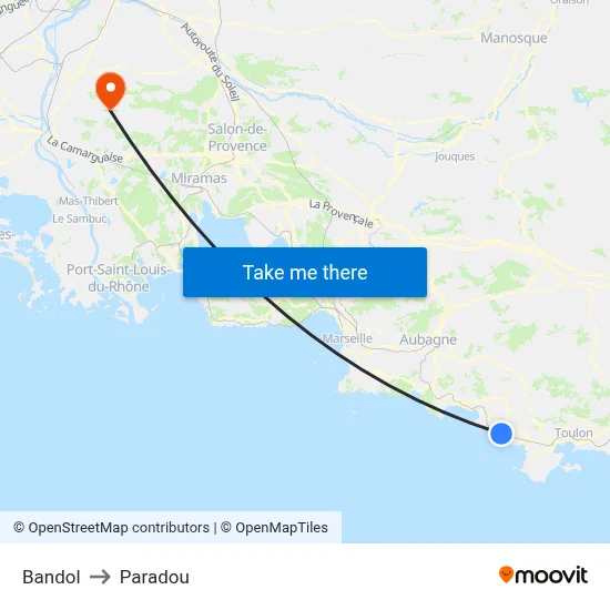 Bandol to Paradou map
