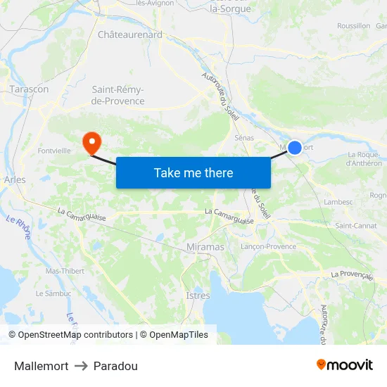 Mallemort to Paradou map