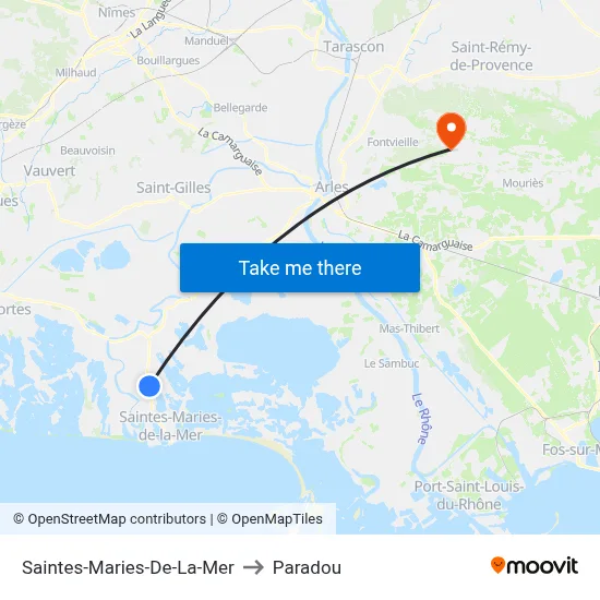 Saintes-Maries-De-La-Mer to Paradou map