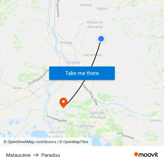 Malaucène to Paradou map