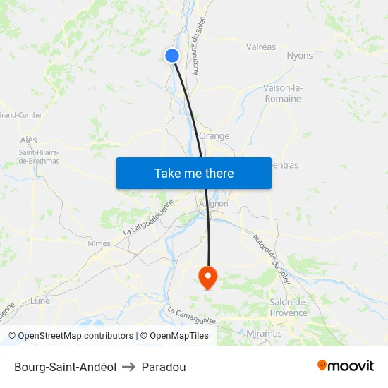 Bourg-Saint-Andéol to Paradou map