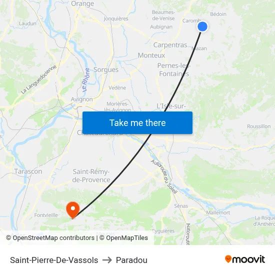 Saint-Pierre-De-Vassols to Paradou map