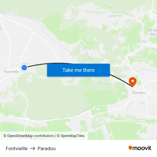 Fontvieille to Paradou map