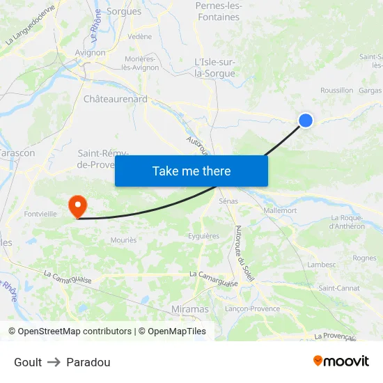 Goult to Paradou map