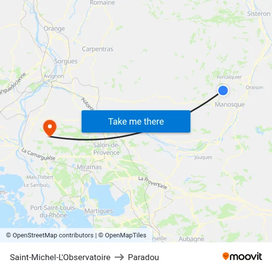 Saint-Michel-L'Observatoire to Paradou map