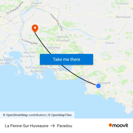 La Penne-Sur-Huveaune to Paradou map