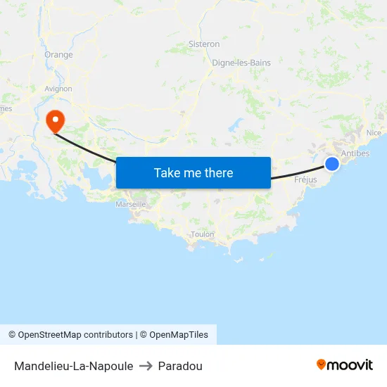 Mandelieu-La-Napoule to Paradou map