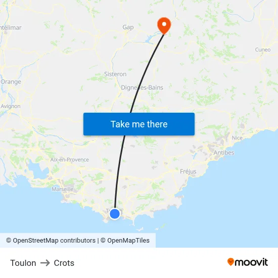 Toulon to Crots map