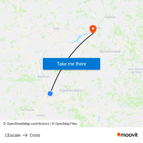 L'Escale to Crots map