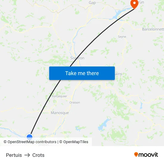 Pertuis to Crots map