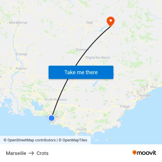 Marseille to Crots map