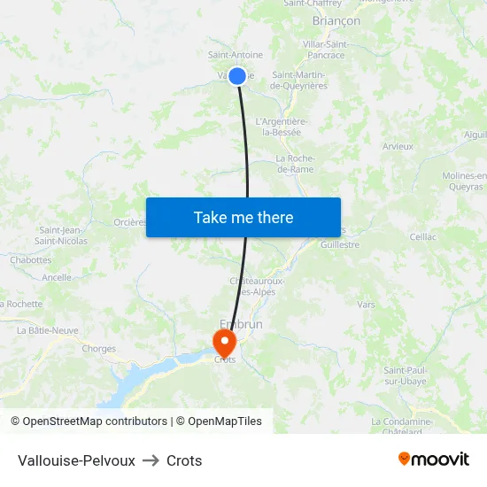 Vallouise-Pelvoux to Crots map