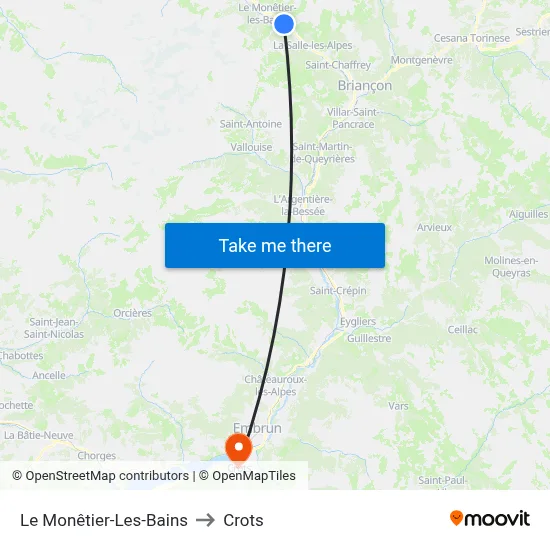 Le Monêtier-Les-Bains to Crots map