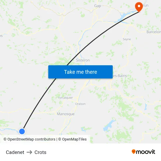 Cadenet to Crots map