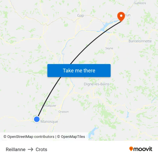 Reillanne to Crots map