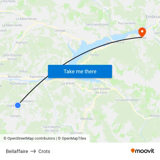 Bellaffaire to Crots map