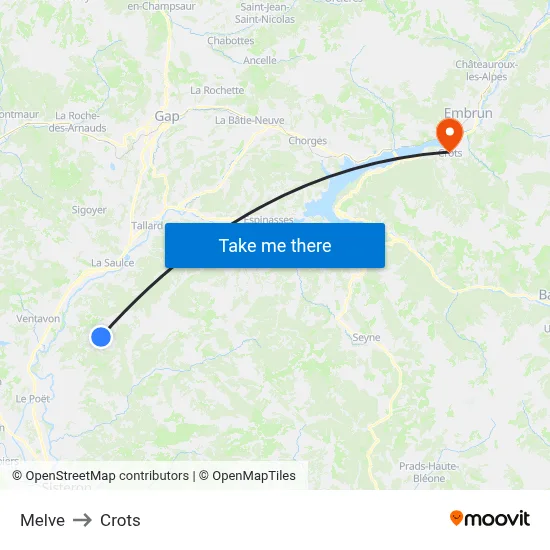 Melve to Crots map