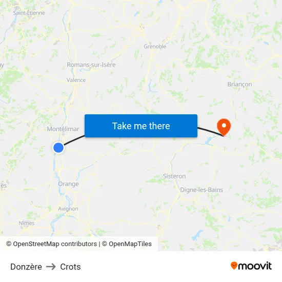 Donzère to Crots map