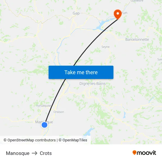 Manosque to Crots map