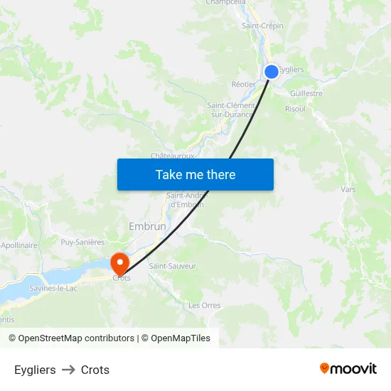 Eygliers to Crots map