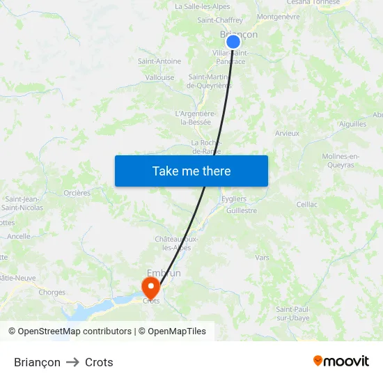 Briançon to Crots map
