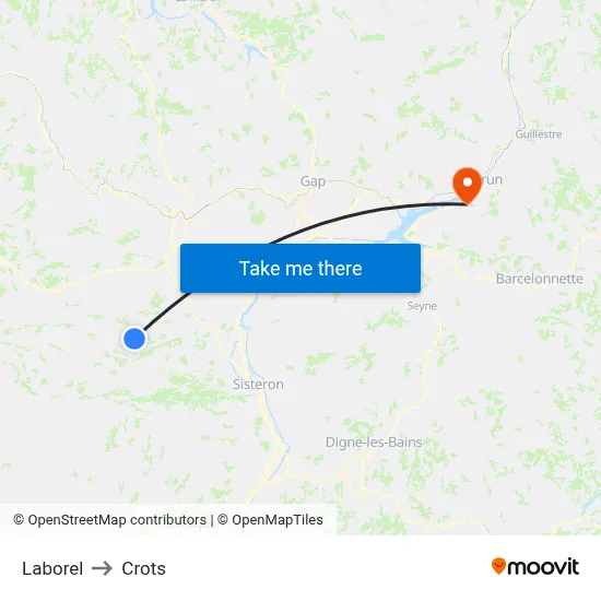 Laborel to Crots map