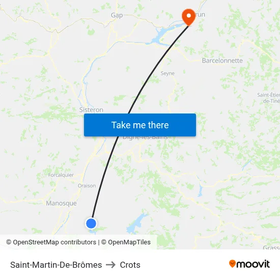 Saint-Martin-De-Brômes to Crots map
