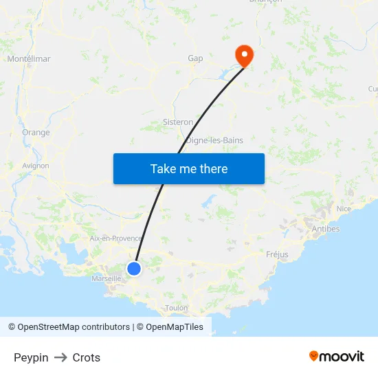 Peypin to Crots map