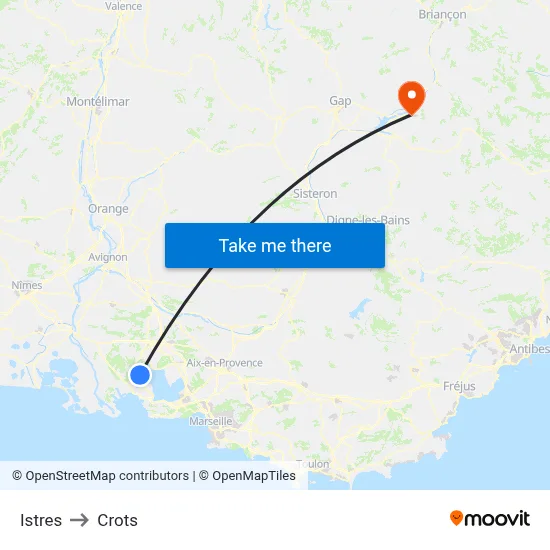 Istres to Crots map