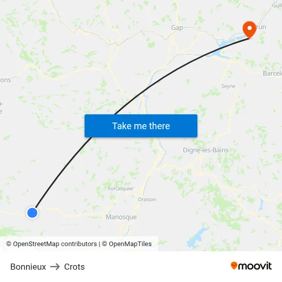 Bonnieux to Crots map