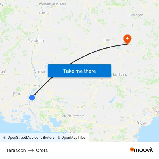Tarascon to Crots map