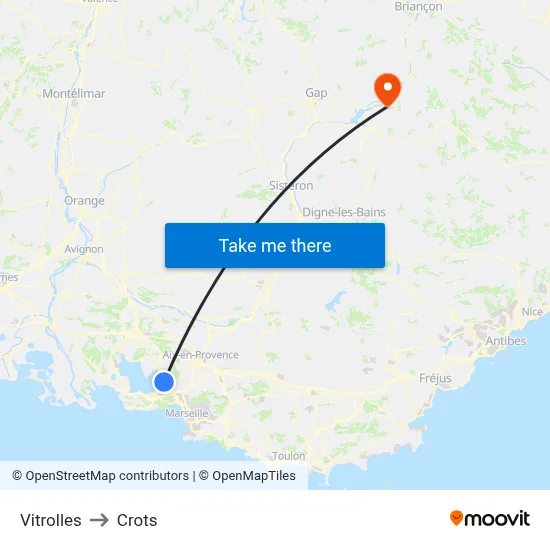 Vitrolles to Crots map