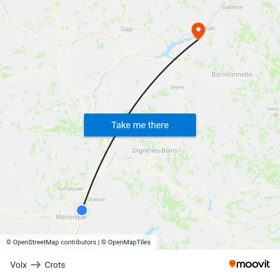 Volx to Crots map