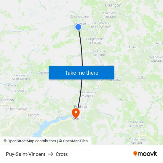 Puy-Saint-Vincent to Crots map
