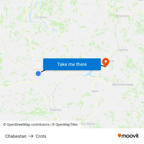 Chabestan to Crots map