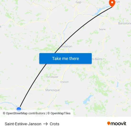 Saint-Estève-Janson to Crots map