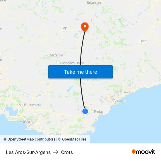 Les Arcs-Sur-Argens to Crots map