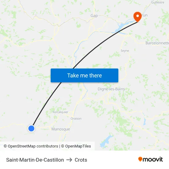 Saint-Martin-De-Castillon to Crots map