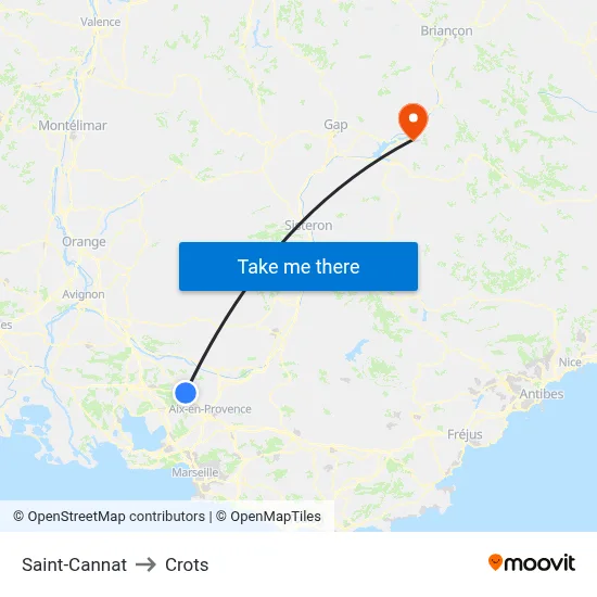 Saint-Cannat to Crots map