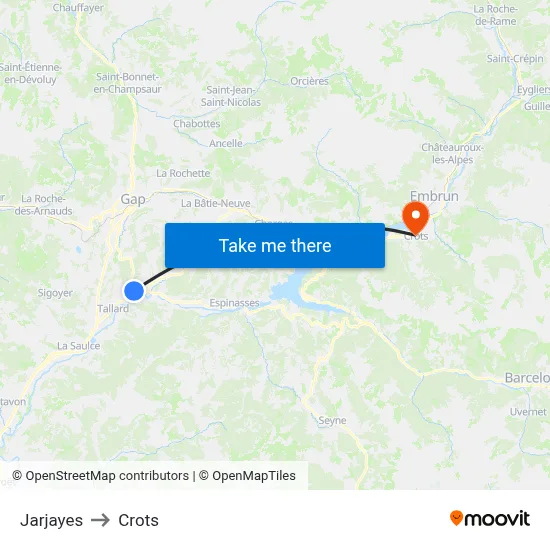 Jarjayes to Crots map