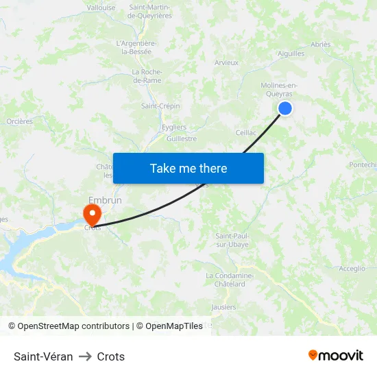 Saint-Véran to Crots map