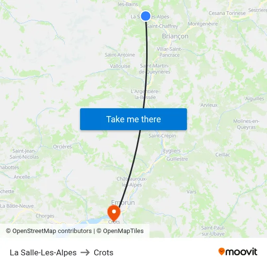 La Salle-Les-Alpes to Crots map