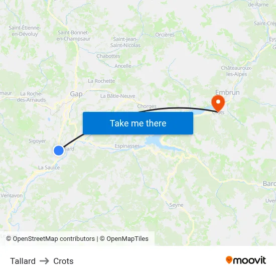 Tallard to Crots map