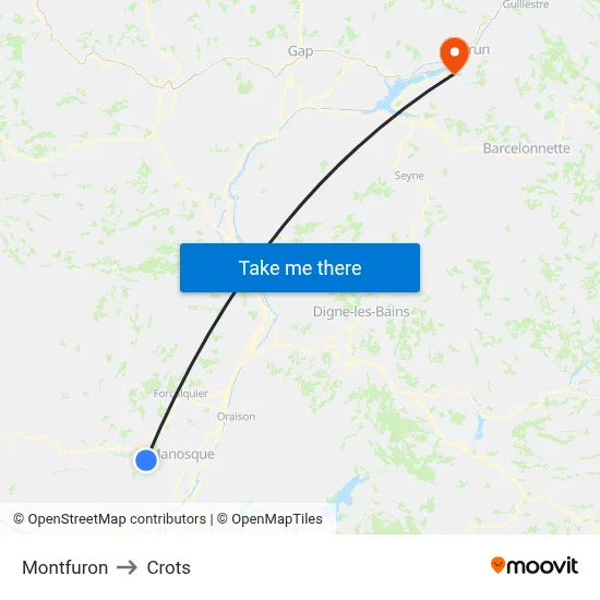 Montfuron to Crots map