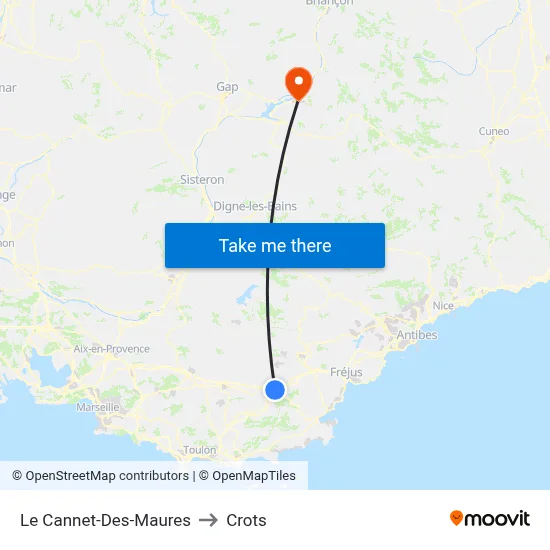 Le Cannet-Des-Maures to Crots map