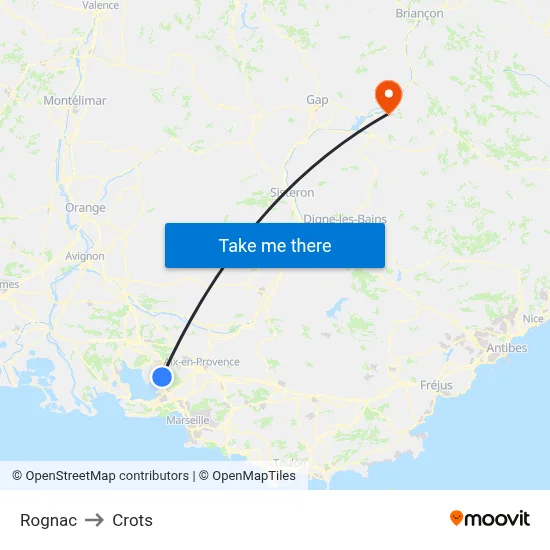 Rognac to Crots map