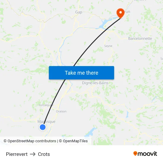 Pierrevert to Crots map