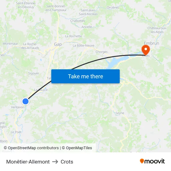 Monêtier-Allemont to Crots map
