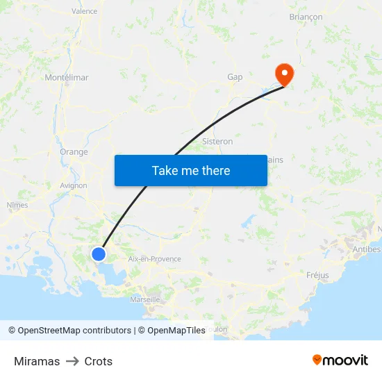 Miramas to Crots map