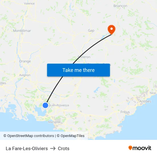 La Fare-Les-Oliviers to Crots map